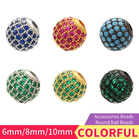 Perline A Sfera Micro Pave In Rame E Zirconia Perline Distanziatrici Per Creazione Di Gioielli Fai Da Te Bracciale