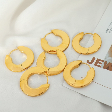 Orecchini a Cerchio Geometrici a Forma di U in Acciaio Inossidabile Minimalista Finitura Liscia Placcata Oro Argento Gioielli da Donna