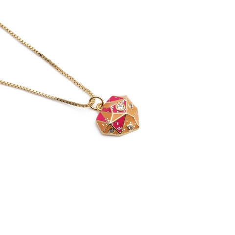 Geometrische Herz Anhänger Halskette Kupfer Vergoldet Emaille Mit Zirkonia Akzenten Mode Schmuck Für Frauen