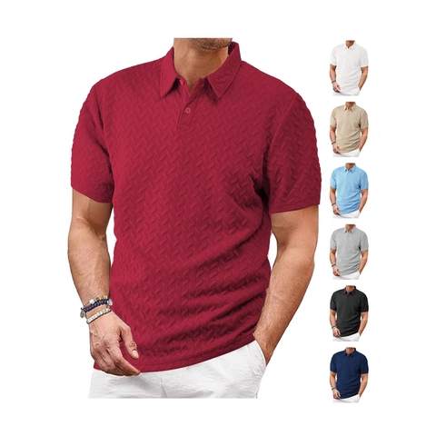 Ensembles Décontractés Homme Jacquard Motif Chevrons Polo Et Short Deux Pièces Loisirs Sport Été