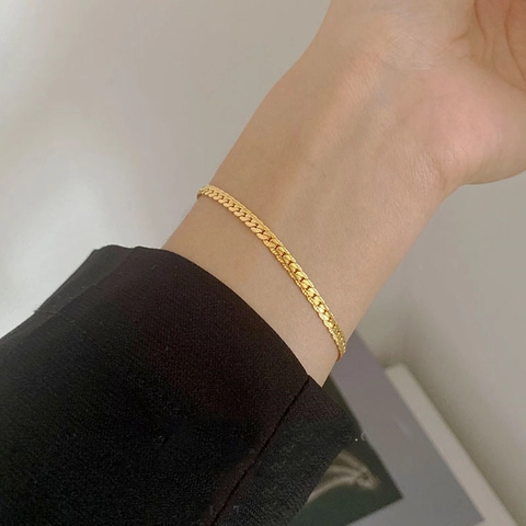Minimalistische Platte Slangenketting Armband 18K Verguld Roestvrij Staal Verstelbare Sieraden Voor Dames