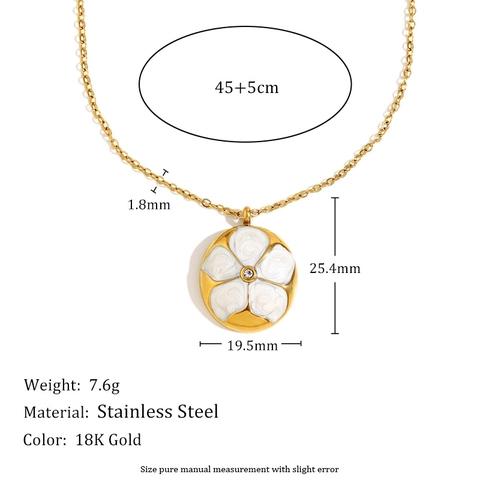 Blumen Halskette Armband Ohrringe Edelstahl 18K Vergoldet Weiß Emaille Floral Mode Schmuck Für Damen
