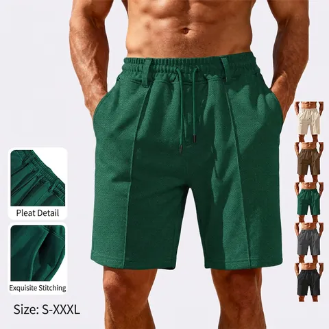 Herren Casual Shorts Ananas Gitter Waffel Textur Kordelzug Elastische Taille Atmungsaktiv Sommer Strand Sport Gerade