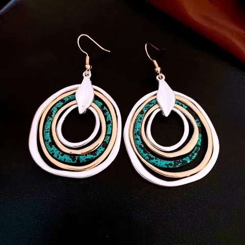 Böhmische Mehrschichtige Unregelmäßige Kreis Ohrhänger Mit 925 Sterling Silber Ohrstecker Vintage Legierung Schmuck