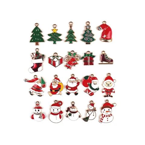 Kerst Charms Zinklegering Emaille Kerstman Sneeuwpop Boom Hanger Voor DIY Sieraden Maken