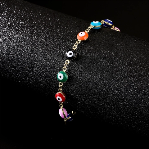 Evil Eye Anhänger Halskette Kupfer Vergoldet Bunte Zirkonia Perlen Boho Mode Schmuck Für Frauen