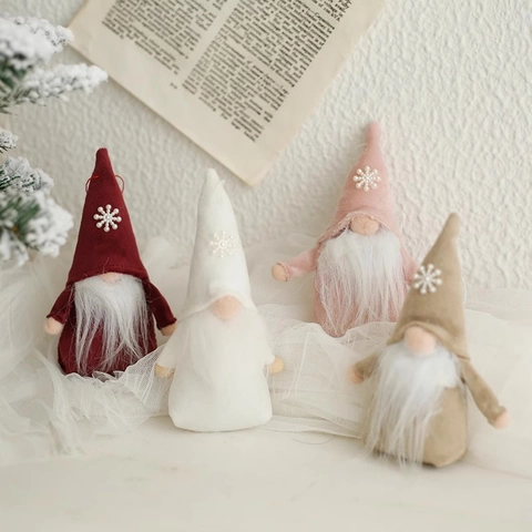 Ornamenti Gnomo Di Natale In Feltro Peluche Bambole Gonk Appese Perla Artificial Fiocco Di Neve Barba Lunga Decorazioni Festive