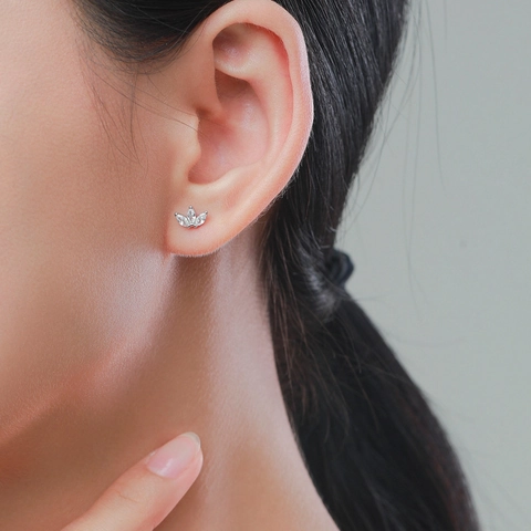 Marquise Zirconia Kroon Knopoorbellen Met 925 Sterling Zilveren Oorsteker Delicate Blad Sieraden Voor Vrouwen