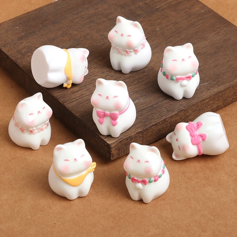 Mini Weiße Katzen Resin Figuren Cartoon Kätzchen Schreibtisch Deko Für Bastelarbeiten Auto Dekor Süße Tier Miniatur