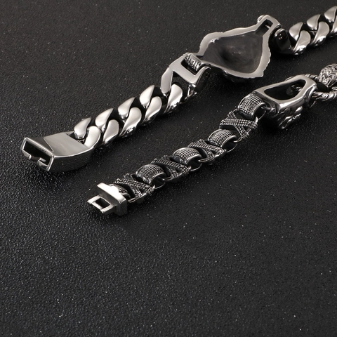 Bracciale Da Uomo Con Testa Di Leone In Acciaio Inossidabile Retro Punk Pesante Catena Cubana Gioielli Rock Gotici