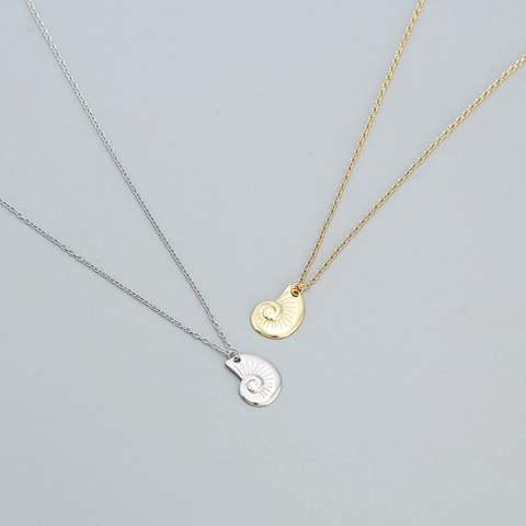 Nautilus Muschel Anhänger Halskette 925 Sterlingsilber Minimalistisch Vergoldet O-Kette Modeschmuck Damen