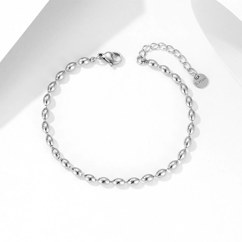 Collana Bracciale Con Perline Ovali Gioielli In Acciaio Inossidabile Hip Hop Minimalista Streetwear Per Donna Uomo