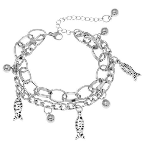 Bracciale Con Charms Multistrato Di Tendenza In Acciaio Inossidabile Con Ciondoli Farfalla Albero Della Vita Coniglio