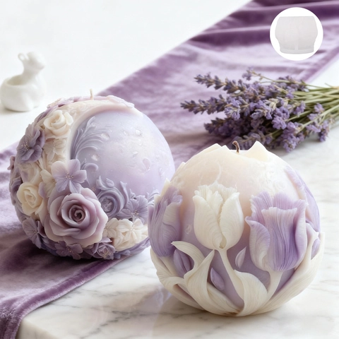 3D Moon Floral Silicone Candle Mold DIY Handmade Relief Tulip Rose Plaster Soap Resin Craft Mold Home Decorative Sculpture Tools