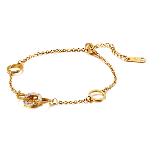 Gold Plated Stainless Steel Bracelet Women Adjustable Interlocking Rings Cubic Zirconia Heart Shell Mãe Lettering
