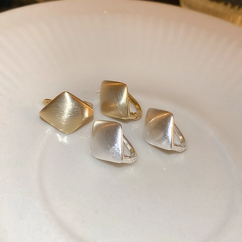 Orecchini A Cerchio Geometrici Con Perno In Acciaio Inossidabile Texture Metallo Spazzolato Gioielli Quadrati Minimalisti Per Donne