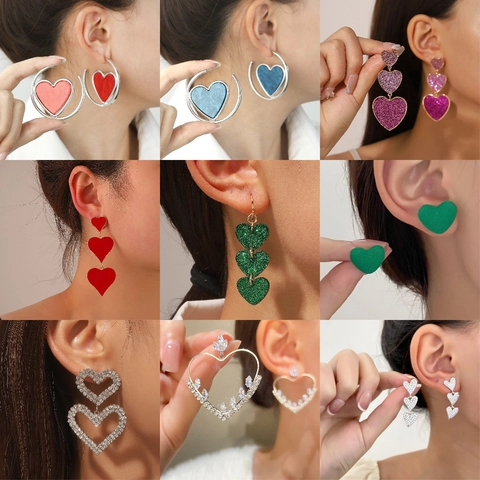 Orecchini A Cuore Moda Elegante Lega Strass Gioielli Con Perno In Argento Sterling 925 Per Donne Regali