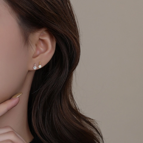 Runde Zirkonia Ohrstecker Mit S999 Sterling Silber Ohrstecker Minimalistischer Schmuck Für Frauen