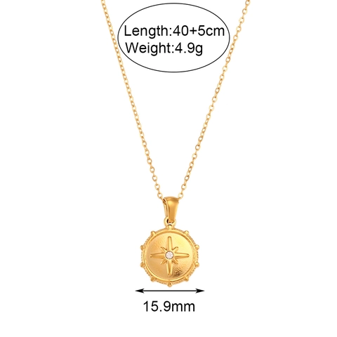 Collana In Acciaio Inossidabile Con Ciondolo Bussola Stella A Otto Punte Zircone Gioielli Eleganti Per Donna