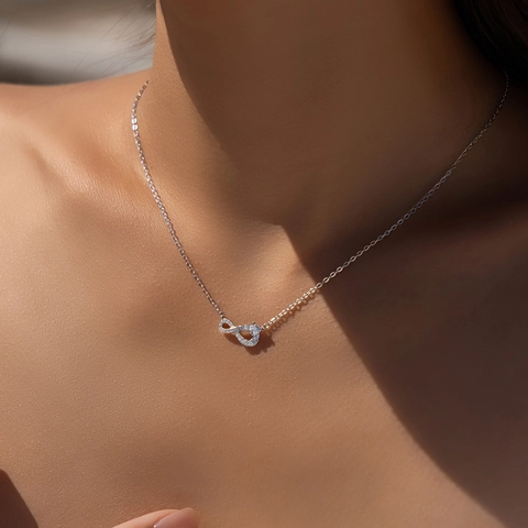 Collana Con Ciondolo Simbolo Infinito Argento Sterling 925 Zirconia Cubica Anello Di Mobius Gioielli Minimalisti