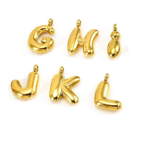 Balloon Letter Pendant 304 Stainless Steel Bubble Initial Alphabet DIY Jewelry Accessory 18K Gold Plated Minimalist