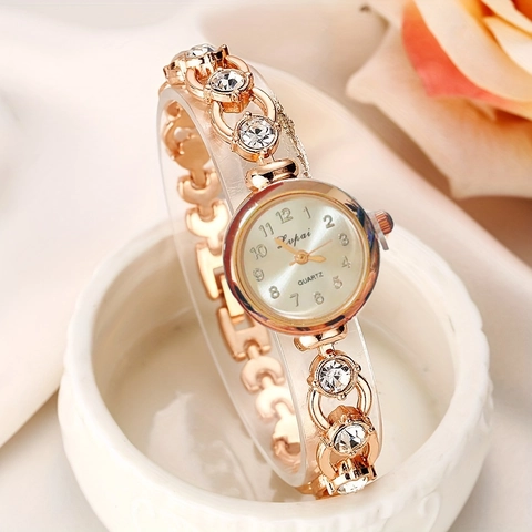 Lupai Women Quartz Watch Alloy Bracelet Artificial Pearl Rhinestone Inlaid Elegant Fashion Wristwatch Jewelry For Daily Party