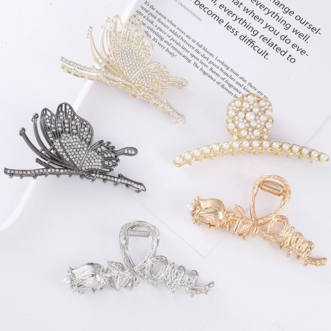 Molletta Per Capelli In Metallo Lega Strass Perla Artificial Farfalla Rosa Tulipano Fiore Accessorio Per Capelli Da Donna