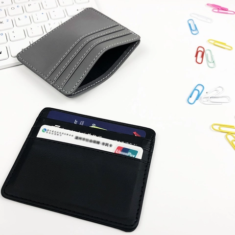 Ultra Slim Card Holder PU Leather Minimalist Multi Slot Business Card Case Solid Color Lightweight For Men Women