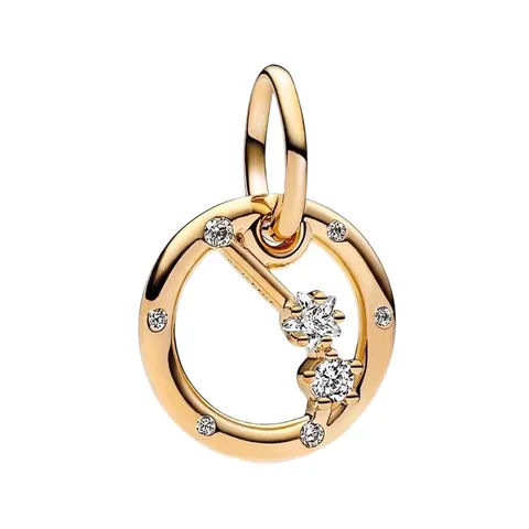 Zodiac Constellation Charms Gold Plated White Copper Round Hollow Cubic Zirconia Beads For DIY Jewelry Making