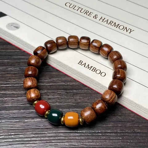 Pulsera De Madera De Palisandro Negro Nuevo Estilo Chino Cuentas Zen Para Hombres Mujeres Joyería Étnica Talla De Loto