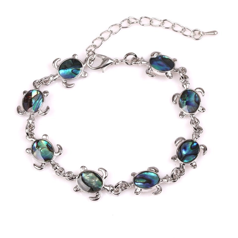 Abalone Shell Alloy Bracelet Iridescent Animal Sea Turtle Owl Moon Stars Adjustable Fashion Jewelry Women Gift