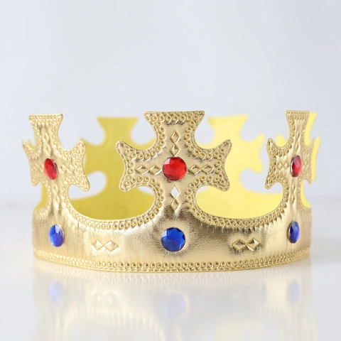 Gold Silver King Prince Crown Hat Metallic Fabric With Colorful Rhinestones Birthday Party Costume Props For Kids Adults