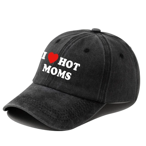 Gorra De Béisbol I Love Hot Moms Slogan Algodón Lavado Ajustable Protección Solar Retro Dad Hat