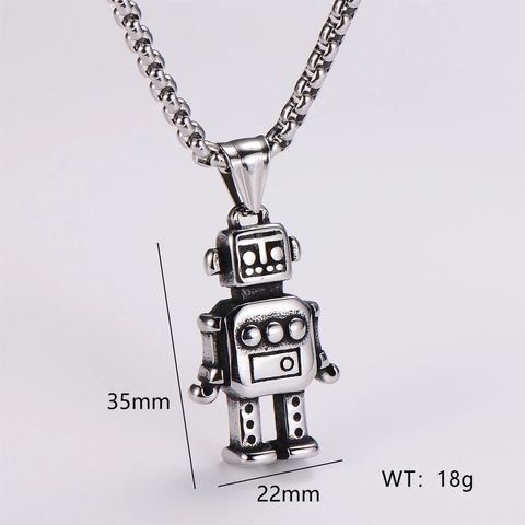 Collar Con Colgante De Robot Retro Acero Inoxidable Hip Hop Punk Joyería Geométrica Para Hombres