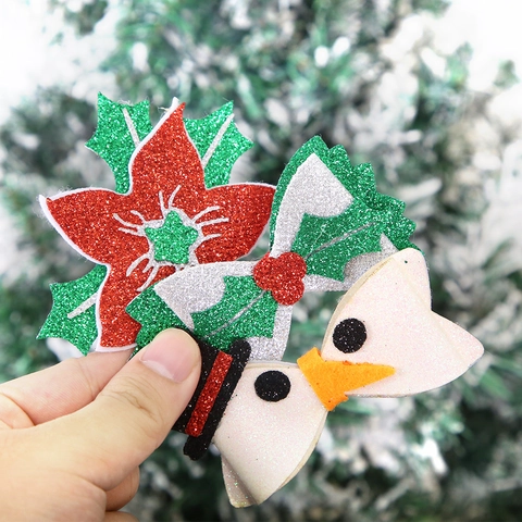 Fermagli Per Capelli Di Natale Fiocco Glitterato Corna Di Renna Fiocco Di Neve Cappello Babbo Natale Accessori Per Bambini Ragazze