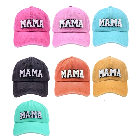 Casquette De Baseball Patch MAMA Coton Lavé Vintage Délavé Ajustable Chapeau Papa Pour Femmes Cadeau Fête Des Mères