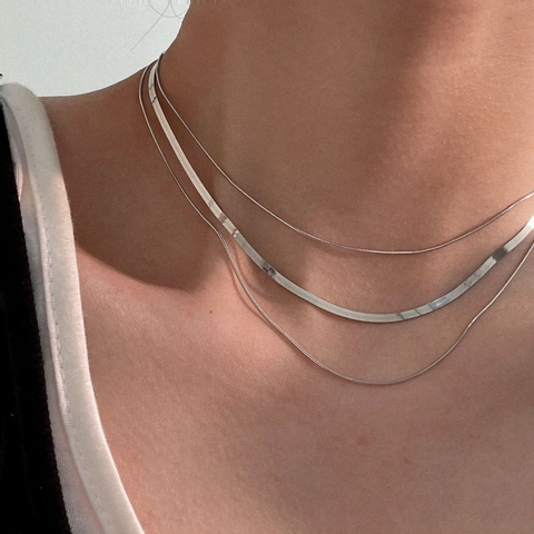 925 Sterling Silver Italian Snake Bone Chain Necklace For Women Zirconia Flower Pendant Elegant Clavicle Chain Jewelry