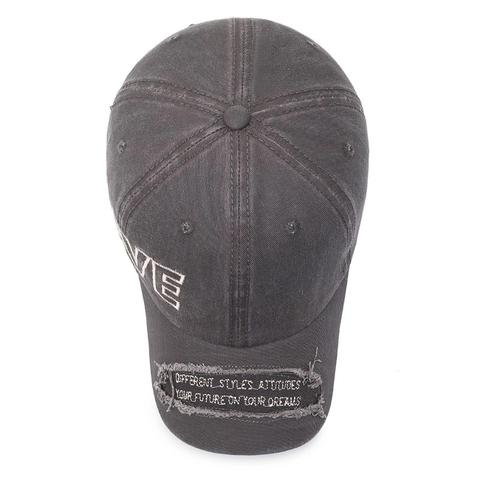 Brave Letter Embroidered Baseball Cap Washed Cotton Twill Distressed Frayed Brim Vintage Retro Outdoor Sun Hat Unisex