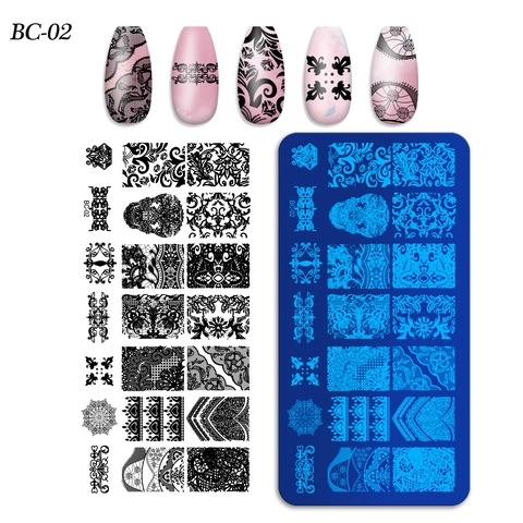 Nail Stamping Plate Alloy Metal Rectangular DIY Printing Template Manicure Art Tool Lace Flower Butterfly Mandala Design