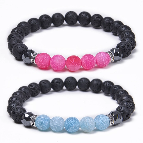 Pulsera de Cuentas de Piedra de Lava Natural Ágata Envejecida Yoga Meditación Energía Difusor de Aceites Esenciales para Hombres Mujeres Joyería Étnica