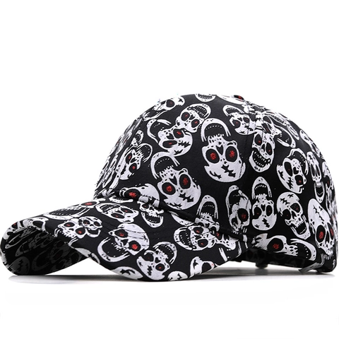 Totenkopf Print Baseball Cap Rote Augen Halloween Hip Hop Verstellbar Polyester Sonnenhut Unisex