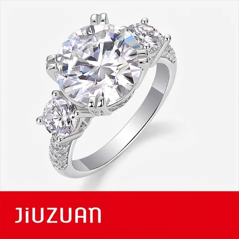 Luxus 5 Karat Rund Moissanit Ring 925 Sterlingsilber Drei Steine Verlobungsring Pavé Moissanit Hochzeitsring Für Damen