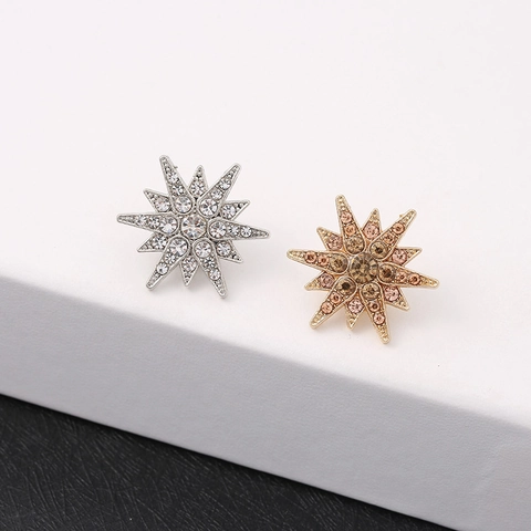 Spilla A Stella Esagramma Lega Cristallo Pin Per Colletto Abiti Camicie Uomo Donna Retro Elegante Accessorio Di Moda