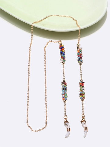 Fashion Glasses Chain With Colorful Rice Beads Metal Link Non-Slip Mask Lanyard For Women Boho Eyewear Strap Holder