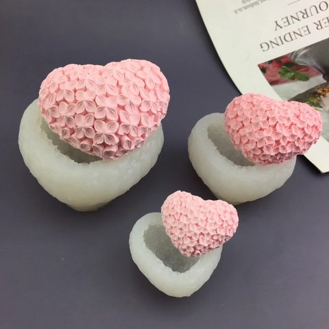 Heart Flower Silicone Mold 3D Floral Relief For Cake Mousse Fondant Candle Soap Making DIY Crafts Baking Tool