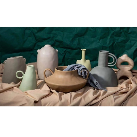 Modern Abstract Ceramic Vase Matte Frosted Decorative Flower Pot Morandi Color Desktop Ornament Home Living Room Decor