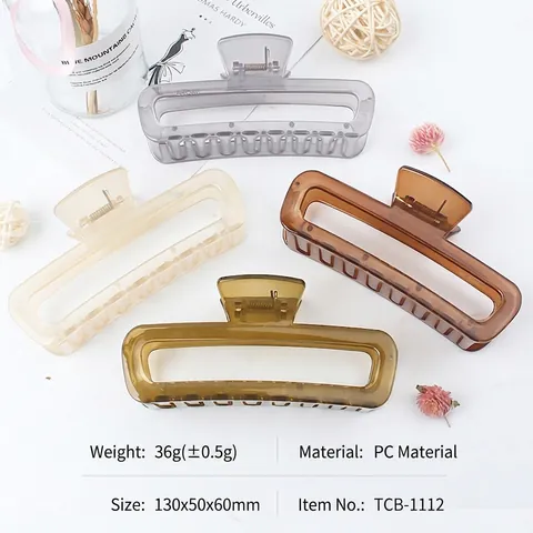 Large Square Hair Claw Clips Hollow Rectangular Matte Glossy Leopard Print PC Plastic Hair Clips For Women