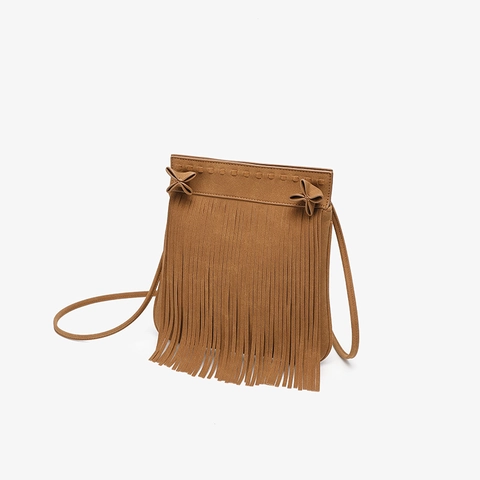 Vintage Dames Crossbody Tas Faux Suède Franje Schoudertas Grote Capaciteit Boheemse Kwastje Retro Satchel Bruin