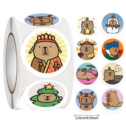 Rotolo di Adesivi Cartoon Capibara per Bottiglia d'Acqua Diario Laptop Telefono DIY Scrapbooking Carta Washi Adesivi Decorativi Cancelleria