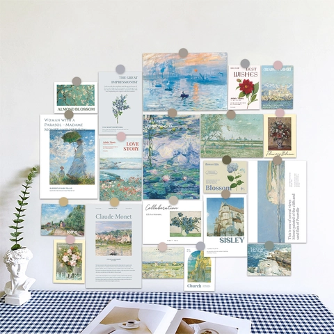 Cartoline d'Arte Impressioniste Vintage Decorazione Parete Poster Estetici per Camera da Letto Dormitorio Ufficio Decorazione Casa